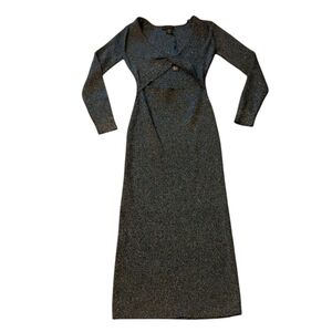 House of Harlow 1960 Black/Silver Metallic Cut-Out Sweater Dress